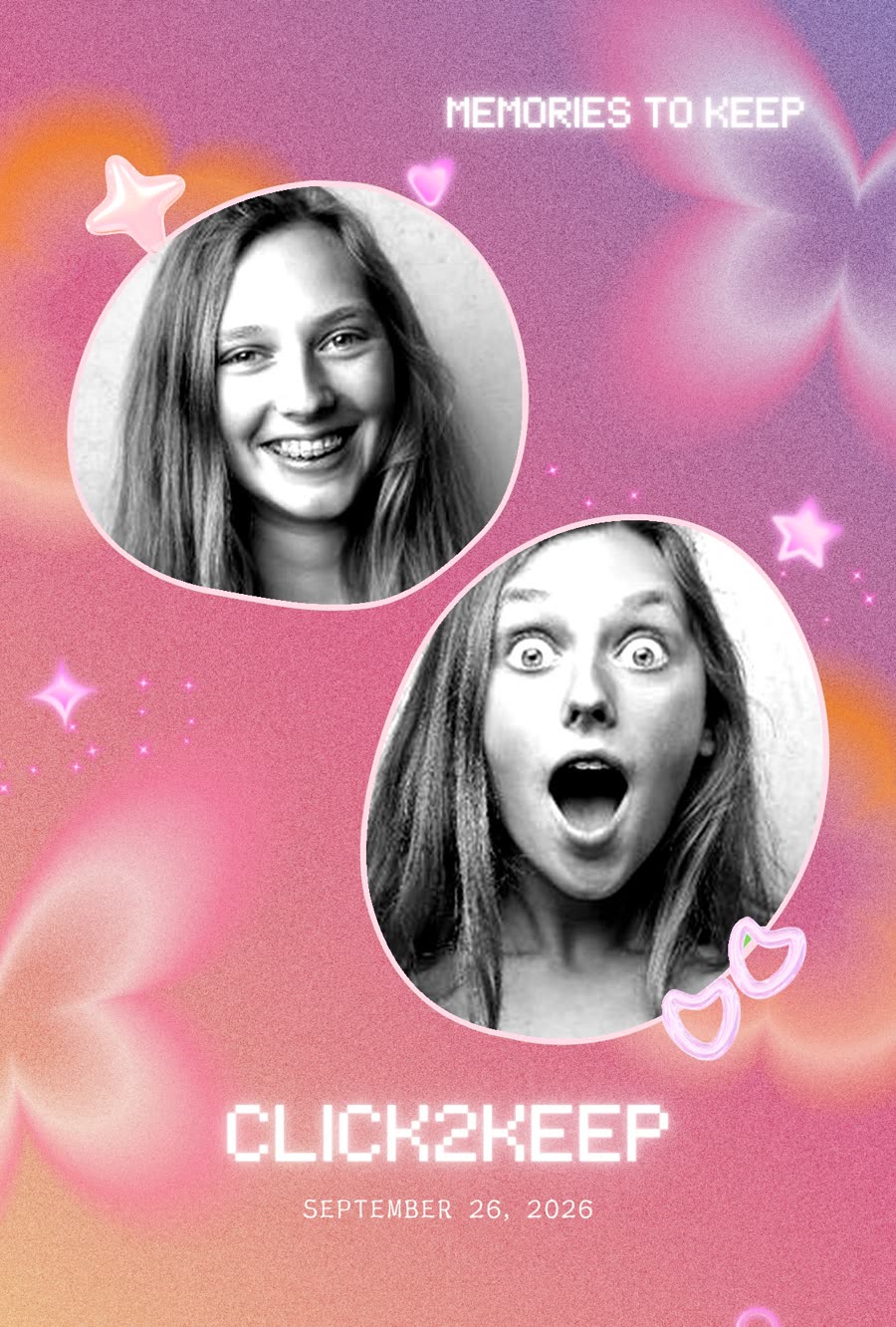 Colored 4R print, pink gradient two-shot layout